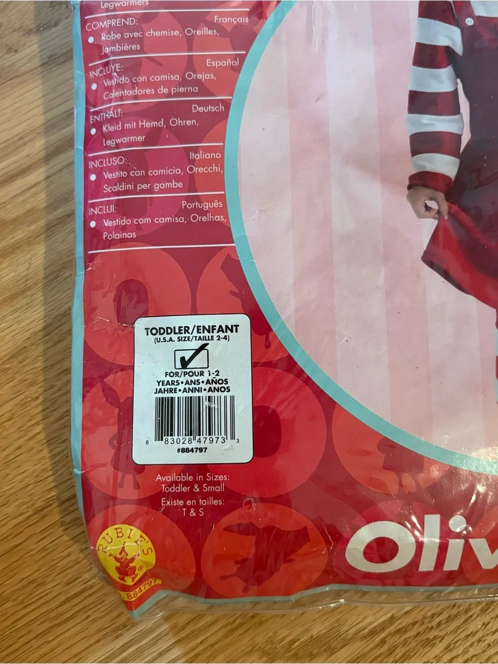 Rubie's Olivia Red & White Striped Pinafore Costume NEW Sz 2-4 Pig Halloween